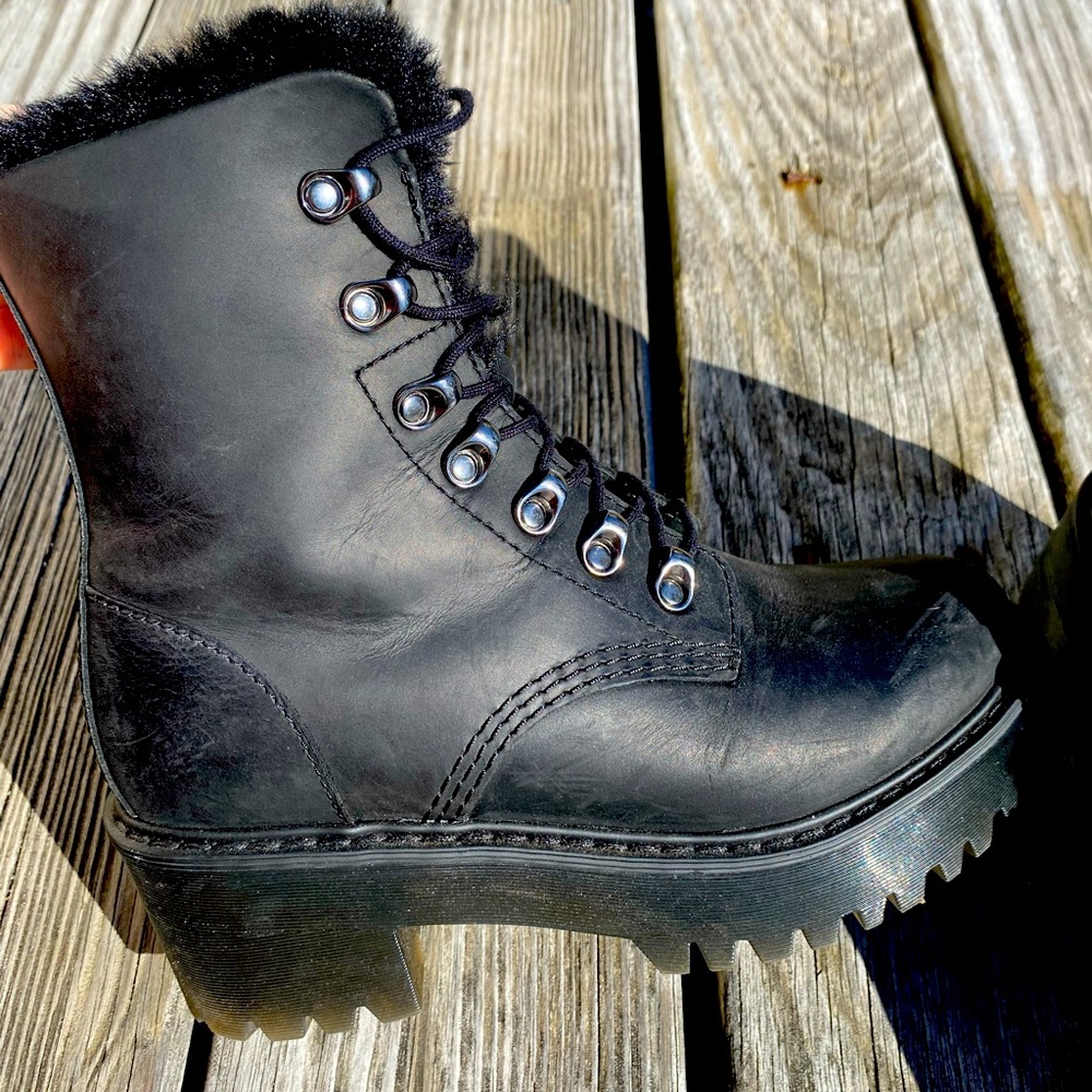 Dr. Martens 2 inch platform faux fur lined combat boots